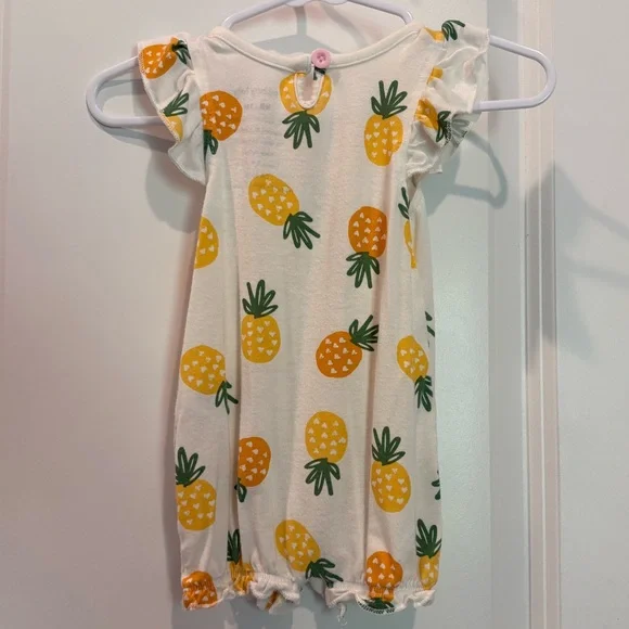Silkberry Baby Bamboo Sleeveless Ruffle Pineapple Print Romper - Picture 3 of 6